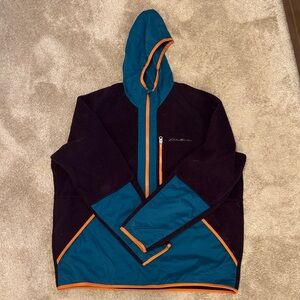 Eddie Bauer Men's Teal and Orange Sherpa Jacket